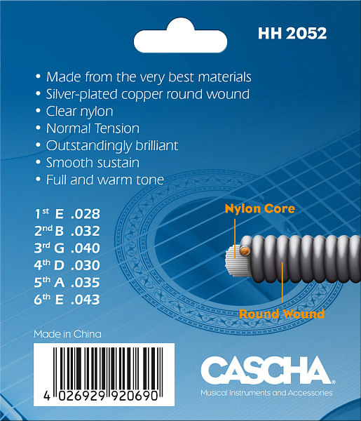 Cascha HH-2052 Комплект струн для классической гитары, среднее натяжение, посеребренные