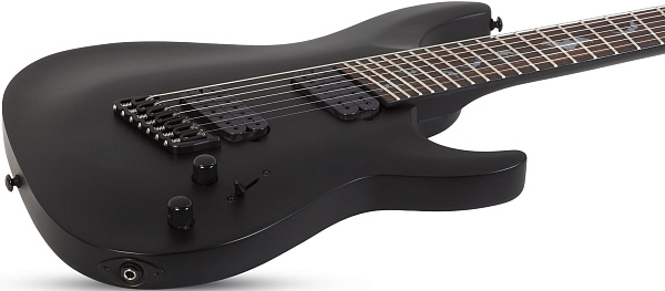 Электрогитара SCHECTER [DAMIEN-7 MS SBK] электрогитара 7-струнная, мультимензур, корпус: красное дерево, гриф: клен, накладка: палисандр, 24 лада, цвет: Satin Black (SBK)