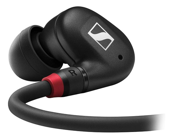 Внутриканальные, динамические наушники Sennheiser [IE 100 PRO BLACK] 10 мм драйвер, 20–18 000 Гц, 20 Ом, 115 дБ, кабель 1,3 м, съёмный, пассивное шумоподавление, черного цвета