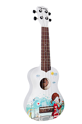 VESTON KUS 25WH Укулеле сопрано, рисунок - девочка