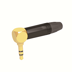 Seetronic MTP3RC-BG кабельный разъем угловой Jack 3.5мм TRS (стерео), черный корпус, золоченые конта