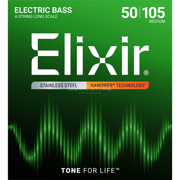Elixir 14702 NanoWeb струны для бас-гитары Medium 50-105, сталь