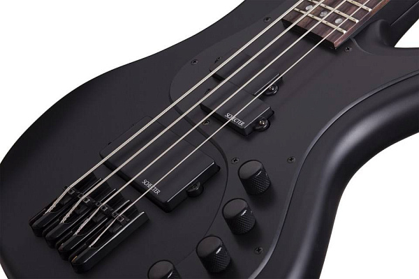 Бас-гитара SCHECTER [STILETTO STEALTH-4 SBK] бас-гитара 4-струнная, корпус: липа, гриф: клен, накладка: палисандр, 24 лада, цвет: Satin Black (SBK)