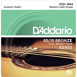 D'Addario EZ920 - Струны для акустической гитары (12-54), Medium Light, бронза 85/15