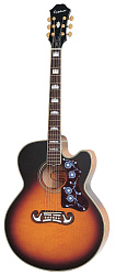 EPIPHONE EJ-200CE VINT. SUNBURST GLD Электроакустическая гитара джамбо, цвет Vintage Sunburst.