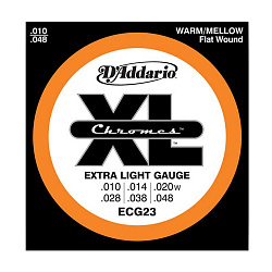 D'Addario ECG23 Chromes Flat Wound Струны для электрогитары, Extra Light (10-48).