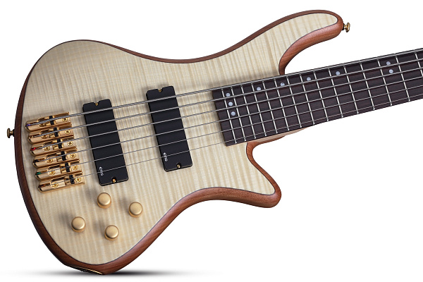 Бас-гитара SCHECTER [STILETTO CUSTOM-6 NAT] бас-гитара 6-струнная, корпус красное дерево, топ: волнистый клен, гриф: клен/орех, на болтах, накладка: палисандр, 24 лада, цвет Natural Satin (NAT)