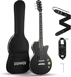 DONNER LP-124 Black - Электрогитара, цвет черный, чехол в комплекте