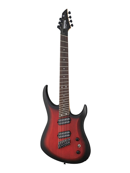Shturm-7-ms-red-burst Электрогитара 7-струнная мультимензурная, красный санберст, Inspector