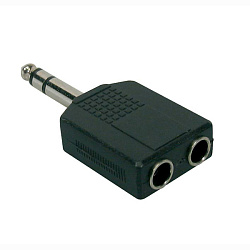 Proel AT170 Переходник - джек стерео 6,3мм <-> 2 х джек стерео 6.3мм (гнездо), пластик.