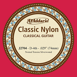 D'Addario J2704 Classical Отдельная 4 струна для классической гитары, нейлон, нормальное натяжения.