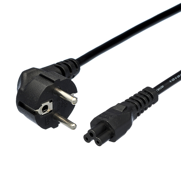 00-00024056 Кабель питания евровилка CEE 7/7-IEC 320 C5 1.8м ПВХ, 0.75мм, черный, GoPower