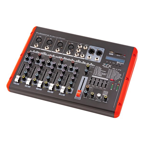 ZTX audio Mix 4.1.Fx - Микшерный пульт 4mono, 1stereo каналы с MP3/SD/DSP/BT