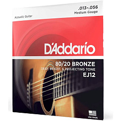 D'Addario EJ12 - Струны для акустической гитары (13-56), Medium, бронза 80/20