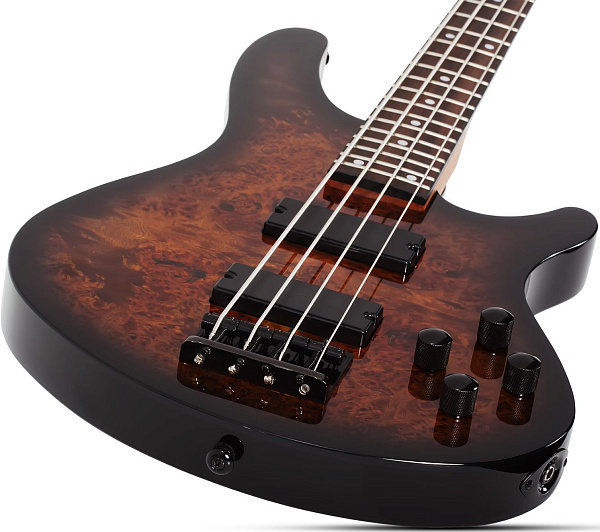 Бас-гитара SCHECTER [C-4 STANDARD TB] бас-гитара 4-струнная, корпус: красное дерево, топ из капа, гриф: печеный клен, накладка: палисандр, 24 лада, цвет Tobacco Burl (TB)