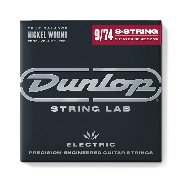 Dunlop DEN0974-8 - Струны для 8-струнной электрогитары 9-74,  Light,  никелированные