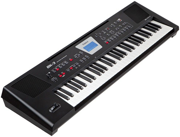 Синтезатор ROLAND [BK-3] с автоаккомпанементом, 61 клавишей (чувствительными к скорости нажатия). Полифония: 128 голосов, 851 тембр, 250 ритмов, эффекты, встроенный динамик (2 ? 7,5 Вт), USB, MIDI. Вес: 7,5 кг.