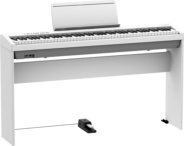 Компактное цифровое пианино ROLAND [FP-30X-WHB] (88 клавиш PHA-4 Standard), полифония 256 голосов, 56 тембров, Bluetooth Audio 3.0 и MIDI 4.0, технология SuperNATURAL Piano, 2 выхода для наушников, рекордер, вес 14,8 кг., белое.