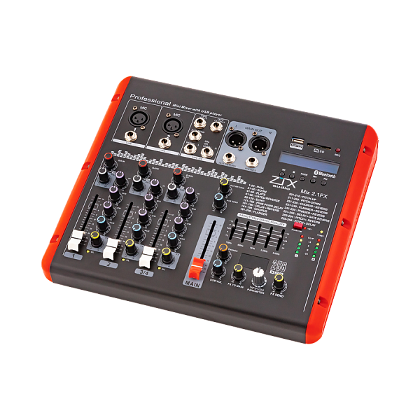 ZTX audio Mix 2.1.Fx - Микшерный пульт 2mono, 1stereo каналы с MP3/SD/DSP/BT