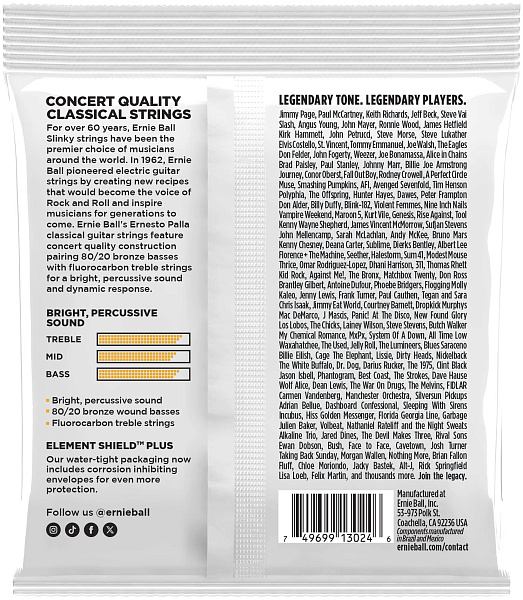 ERNIE BALL 2405 Ernesto Palla Carbon&Gold Normal 24-42 - Струны для классической гитары