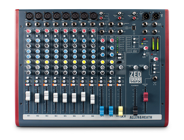 Allen&Heath ZED60-14FX Микшерный пульт. 8 микрофонных/линейных входов.