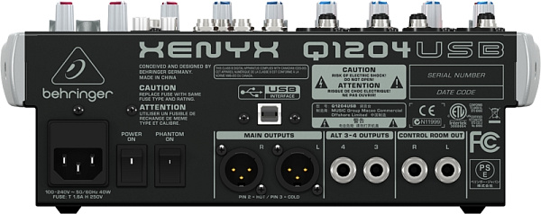 Behringer Q1204USB - Микшерный пульт, 12 каналов, 3-х полосный эквалайзер, USB