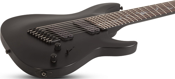 Электрогитара SCHECTER [DAMIEN-8 MS SBK] электрогитара 8-струнная, мультимензур, корпус: красное дерево, гриф: клен, накладка: палисандр, 24 лада, цвет: Satin Black (SBK)