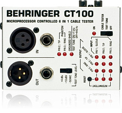Behringer CT100 - кабель-тестер,разъёмы XLR,TRS (1/4",1/8",TT), RCA,MIDI,дисплей,бат. 2-АА (не вкл)