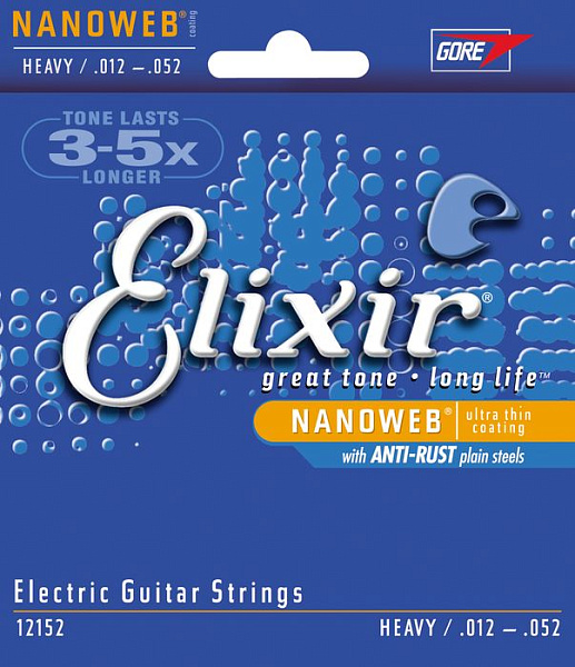 Elixir 12152 NanoWeb Струны для электрогитары, Heavy (12-52).