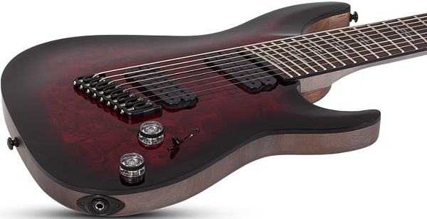 Электрогитара SCHECTER [OMEN ELITE-8 MS BCHB] электрогитара 8-струнная, мультимензур, корпус: красное дерево, топ: кап, гриф: клен, накладка: палисандр, 24 лада, цвет: Black Cherry Burst (BCHB)