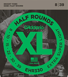 D'Addario EHR330 Half Round Струны для электрогитары, Extra-Super Light (8-39).