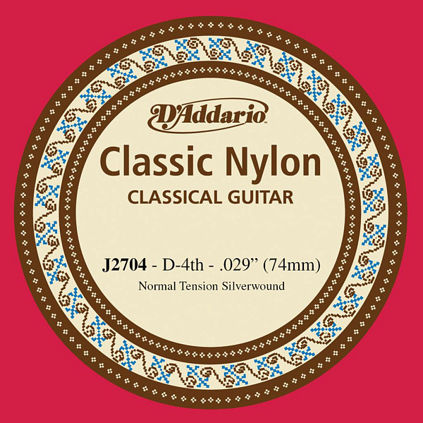 D'Addario J2704 Classical Отдельная 4 струна для классической гитары, нейлон, нормальное натяжения.