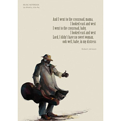 Нотная тетрадь для записи нот, обложка с рисунком "Blues Man" формат А4, 24 листа	.