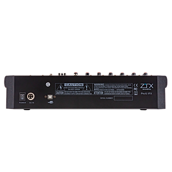 ZTX audio Pro 6.1Fx - Микшерный пульт 6mono, 1stereo каналы с MP3/SD/DSP/BT/USB