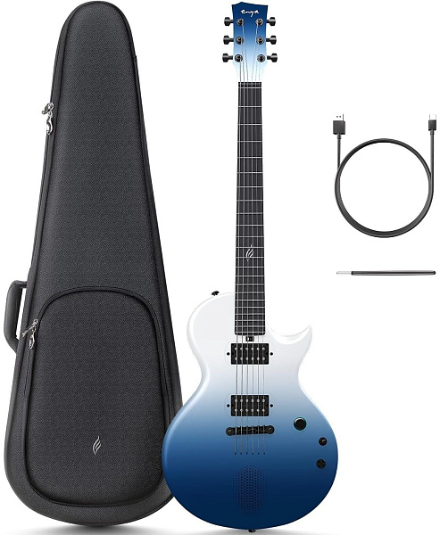 Enya NOVA GO SONIC/Ocean Blue - Электрогитара Les Paul со встроенными эффектами с чехлом, цвет синий