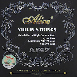 Alice A747 - Комплект струн для скрипки размером 4/4, среднее натяжение, синтетика 