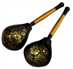 YARA MS-2KB Музыкальные ложки "Царские", пара, цвет-черный, МЛХ, материал - осина, береза