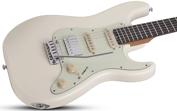 Электрогитара SCHECTER [NICK JOHNSTON TRAD-HSS A. SNOW] электрогитара 6-струнная, корпус: ольха, гриф: обоженный клён, накладка черное дерево, на болтах, звукосниматели: HSS, 22 лада, цвет: Atomic Snow