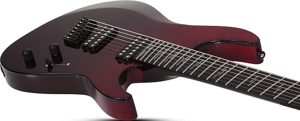 Электрогитара SCHECTER [REAPER-7 ELITE MS BLOODBURST BB] электрогитара 7-струнная мультимензурная, корпус: красное дерево, топ: стеганый клен, гриф: венге, накладка: черное дерево, 24 лада, цвет: Blood Burst (BB)