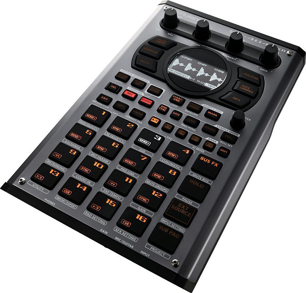 Портативный сэмплер и процессор эффектов ROLAND [SP-404MK2] количество сэмплов и паттернов: 2560, время сэмплирования 16 мин,  41 мультиэффект, 17 типов входных эффектов, 16 пэдов, микрофонный и гитарный входы, USB/MIDI