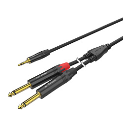 ROXTONE PACC280/1 Премиальный аудио кабель 5.5мм ,3.5мм stereo Jack , 3мм mono Jack 1м