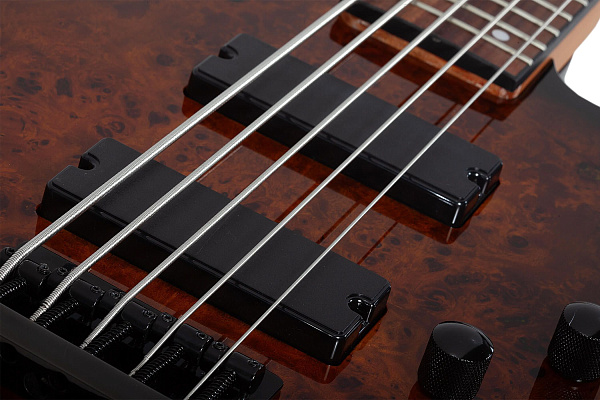 Бас-гитара SCHECTER [C-5 STANDARD TB] бас-гитара 5-струнная, корпус: красное дерево, топ из капа, гриф: печеный клен, накладка: палисандр, 24 лада, цвет Tobacco Burl (TB)