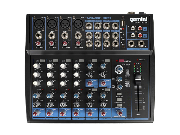 Gemini GEM-12USB - 12-ти канальный микшер с Bluetooth