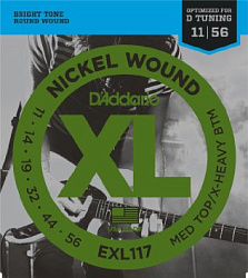 D'Addario EXL117 XL Nickel Wound Струны для электрогитары Medium Top/Extra Heavy Bottom (11-56).