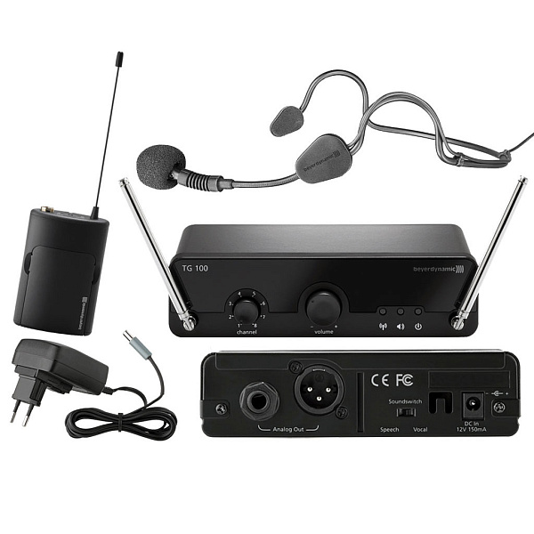 Beyerdynamic TG 100 B-Set 194-204 МГц Радиосистема с поясным передатчиком и головным микрофоном.