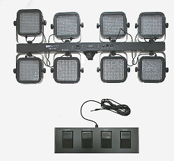 Involight SBL1008 - 8 шт. LEDPAR (8х192 шт. RGB) на перекладине в кейсе+ножной контроллер и стойка¶