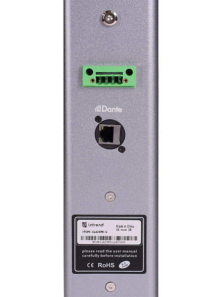 Звуковая колонна Intrend [ITSPK-CL425PD-G] активная 4x2,5", 60 Вт, вход DANTE, питание POE+, SPL 109dB, 106Hz~18kHz, 120°х20° (HхV), вес 3.4 кг, цвет угольный металлик, крепление в комплекте, (цена за 1шт., в упаковке 2 шт.)