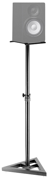 Комплект стоек STAGG [SMOS-10 SET] 2 стойки для студийных мониторов, металлическая конструкция с треугольным основанием 44х44х44 см, размер полочки 23х23 см, высота 80-110 см, 4 фикс. положения, макс. нагрузка 40 кг, вес 3,75 кг (шт.), цвет черный