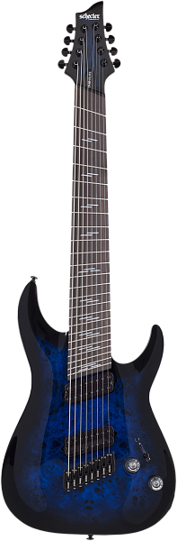 Электрогитара SCHECTER [OMEN ELITE-8 MS STBB] электрогитара 8-струнная, мультимензур, корпус: красное дерево, топ: кап, гриф: клен, накладка: палисандр, 24 лада, цвет: See-Thru Blue Burst (STBB)