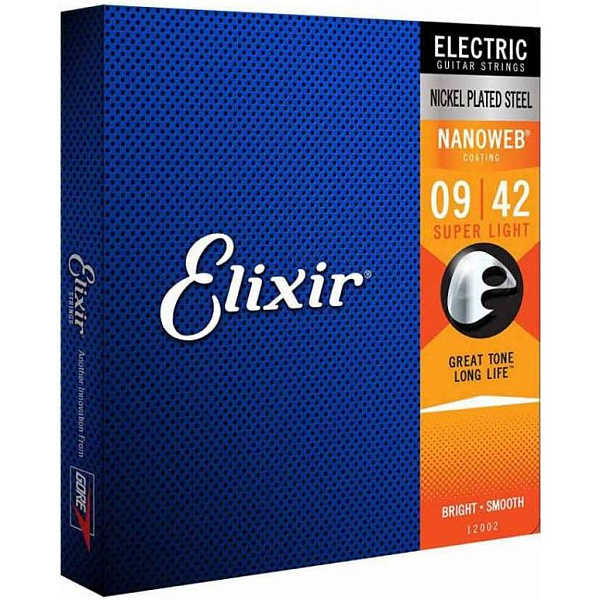 Elixir 12002 Anti Rust NanoWeb - Cтруны для электрогитары (09-42), Super Light